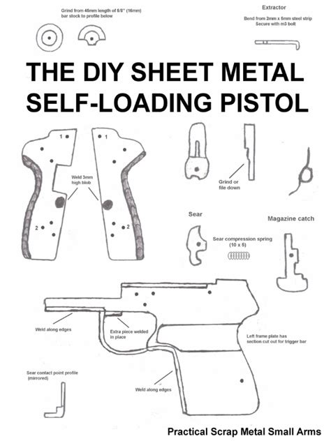 sheet metal pistol plans|sheet metal self loading pistol diy.